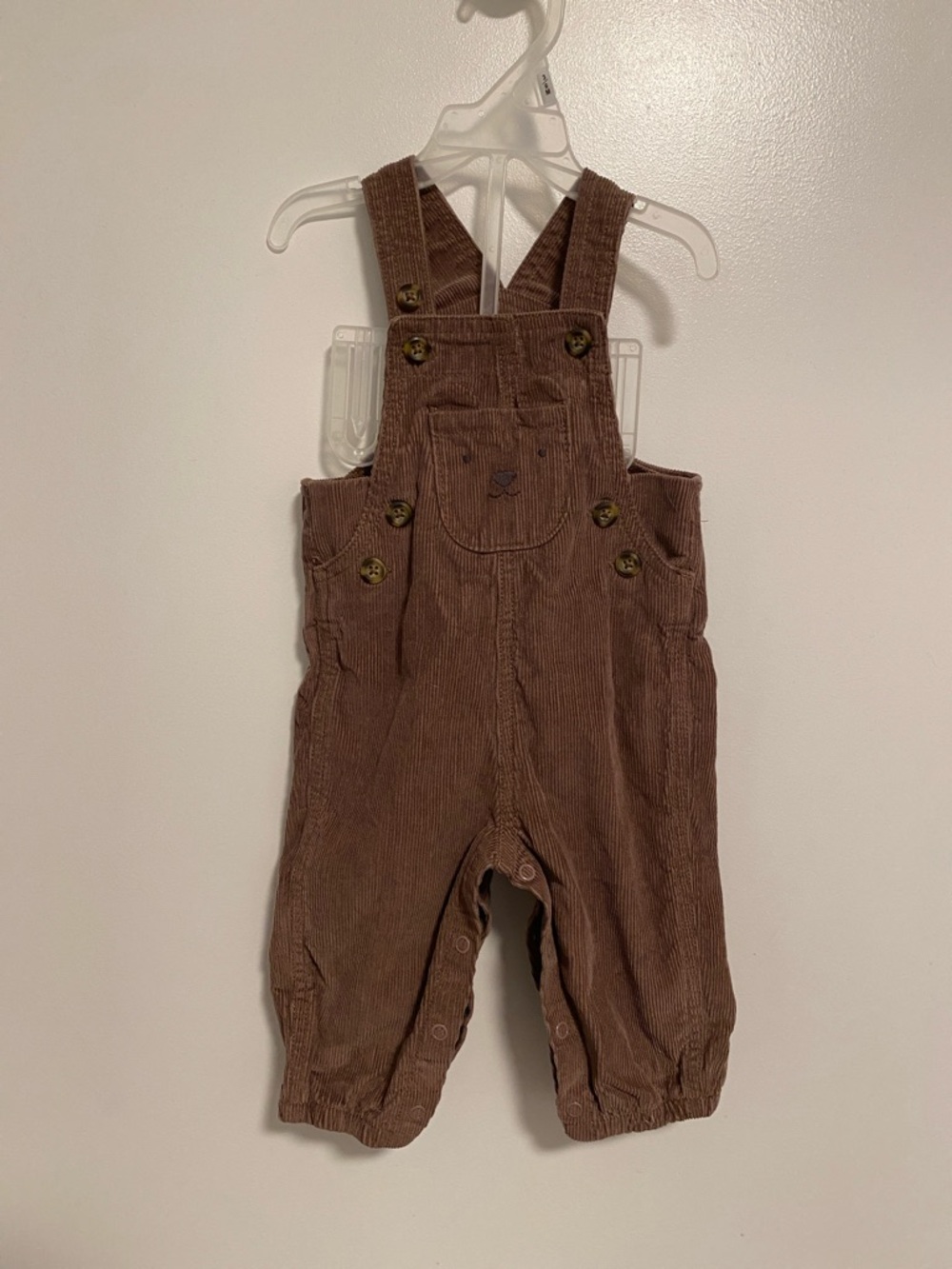 Brown bear baby corduroy overalls